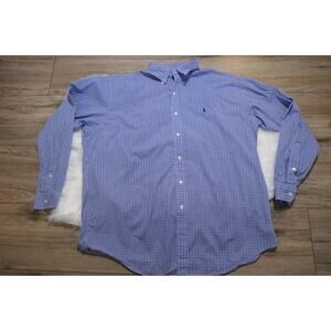 VINTAGE Polo Ralph Lauren Shirt Mens XL Plaid Blue Long Sleeve Button Up Blake